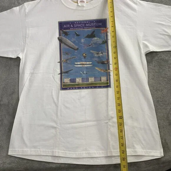 Vintage Jerzees Shirt Mens Large Air & Space Museum Tee White Smithsonian 1998 - Picture 2 of 7